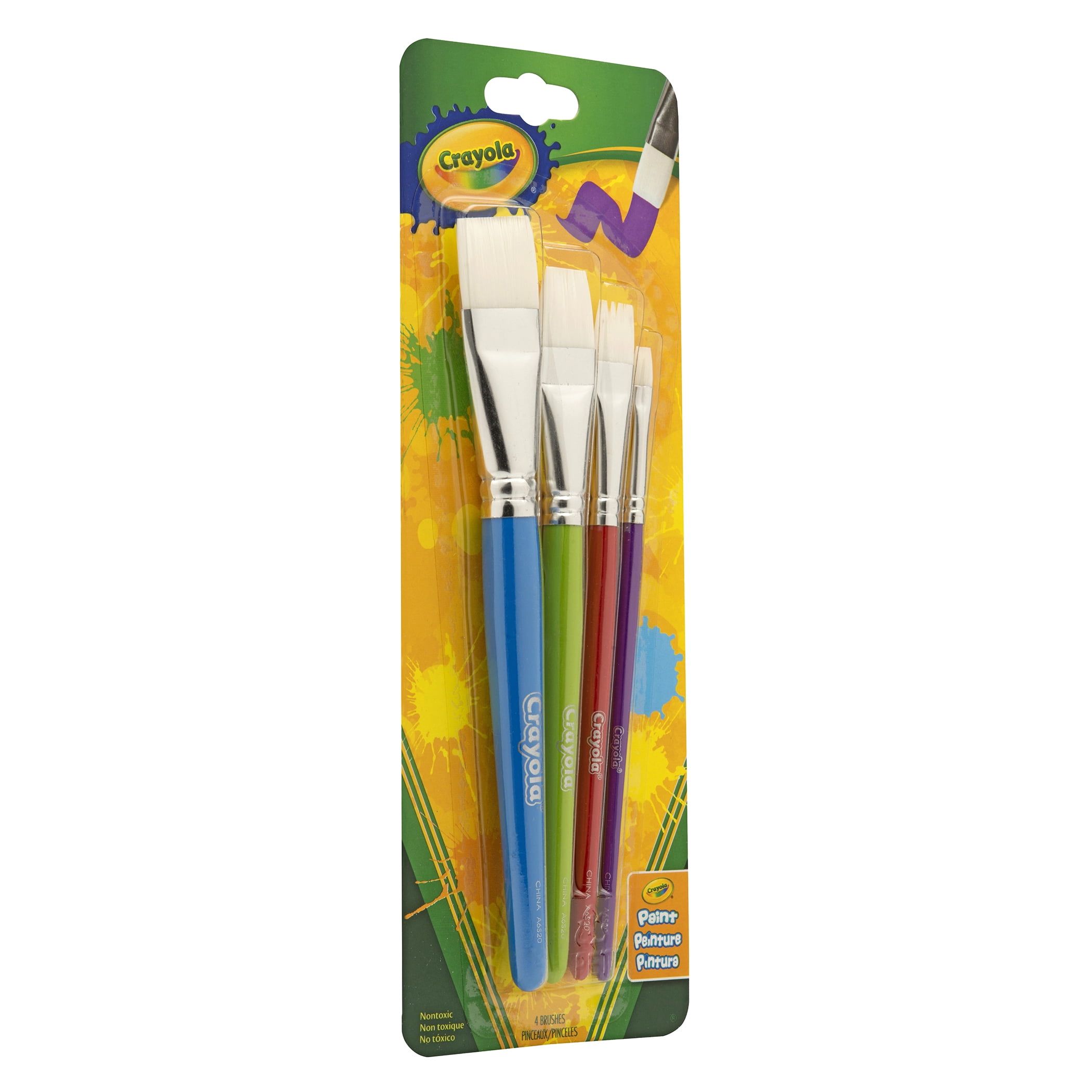 Crayola Big Paintbrush Set, Flat, 4 Per Pack, 4 Packs