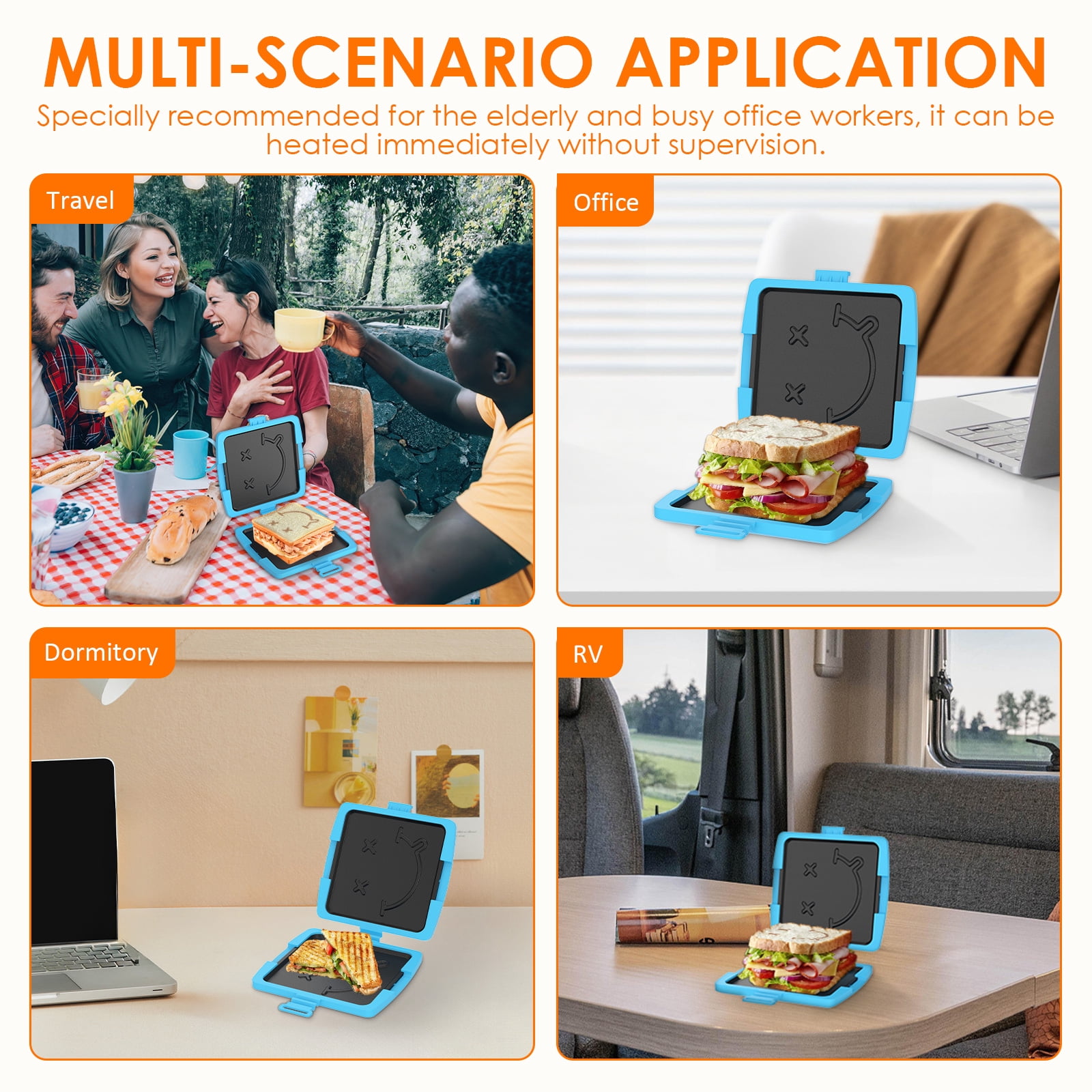 Grusce Microwave Sandwich Maker, Toastie Maker, Sandwich Toaster, 3 Minute Microwave Toastie Grill, Safe Panini Press Dishwasher Safe for Travel Office Dorm RV