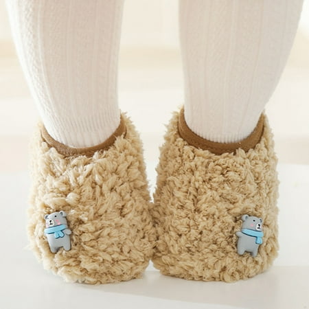 

Aayomet Baby Shoes Girls Socks Shoes Toddler Shoes Floor Socks Shoes Bear Cartoon Outwear (Khaki 11 Little Child)