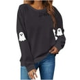 thumbnail image 2 of YOIAVAIOY Womens Halloween Sweatshirts Cute Ghost Heartbeat Print Fleece Crewneck Sweatshirt Spooky Season Holiday Shirt Fall Fashion Pullover Tops Dark Gray XL, 2 of 9