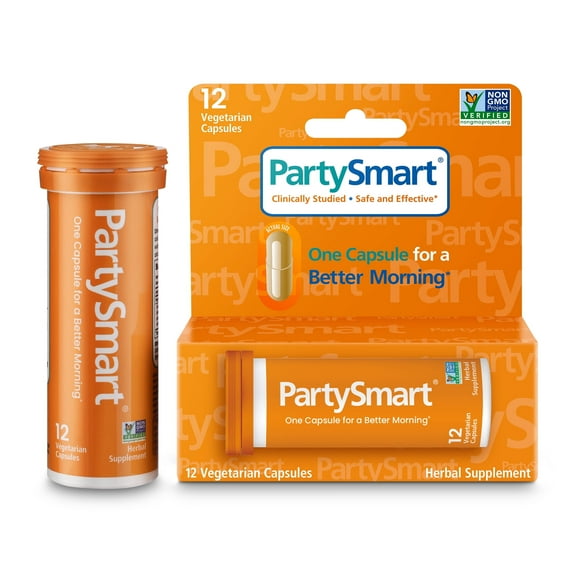 PartySmart, One Capsule for a Better Morning, 12 nights out Supply, Non-GMO, Plant-based, 250 mg, 12 capsules