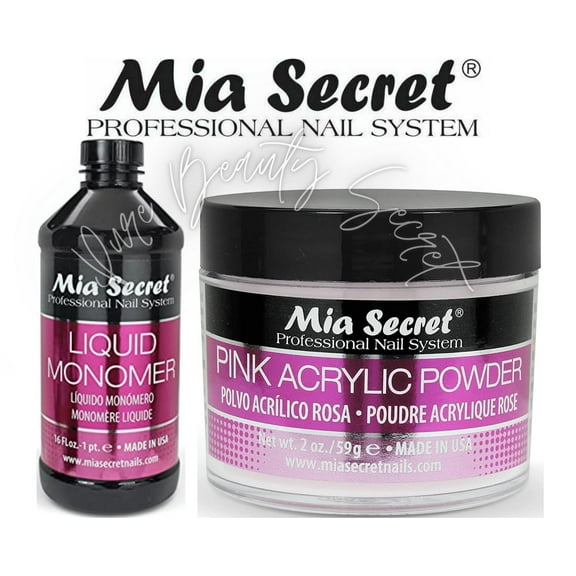 Mia Secret Liquid Monomer 16 oz and Pink Powder 2 oz
