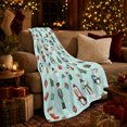 thumbnail image 3 of Playful Festive Characters Light Teal Holiday Pattern Cheerful, Festive Holiday Scene, Warm Flannel Blanket for Living Room and Reading Nook, Art Lovers Christmas Gift, Festive Home Decor, 3 of 9