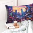 thumbnail image 4 of Fuzoiu Taxi Colorful Town Print Fuzzy Pillowcases, Super Soft Pillow Case Cover with Zipper for Bedroom, Sofa, Couch,Cozy Pillow Shams for All Seasons-14"x20", 4 of 6