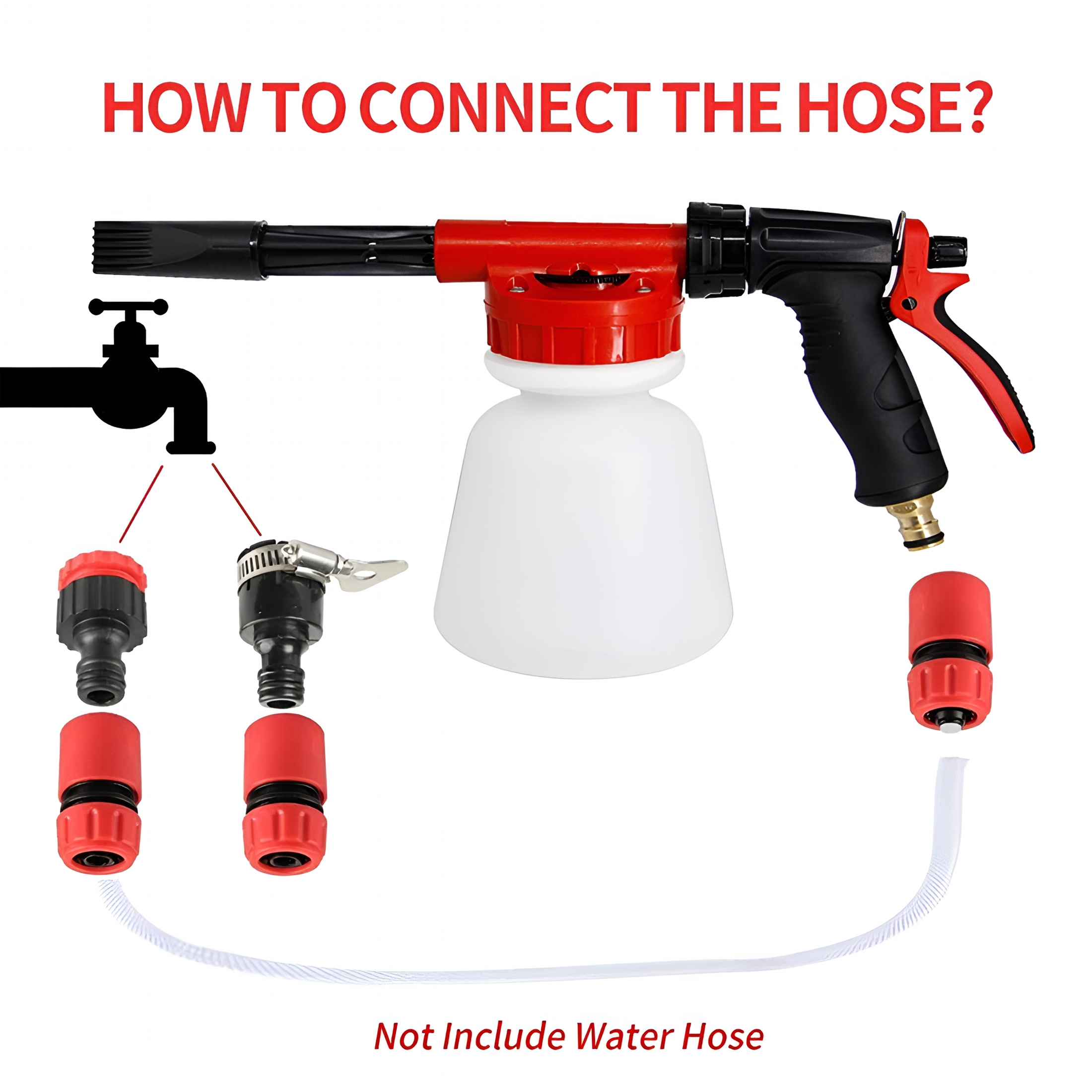 CURYMAY 2026 New Car Wash Foam Cannon Set High Pressure Washer Gun with Adjustable Nozzle for Auto Cleaning Garden Watering 11.4 Inch