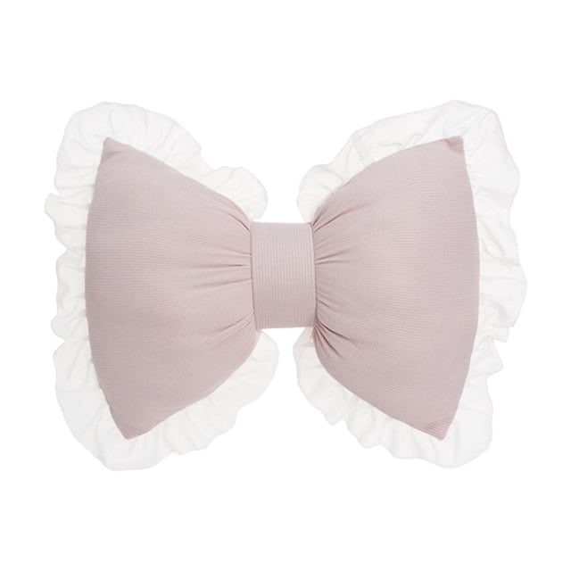 Wzzjkit Household Essentials Comfortable Soft Lace Trimmed Waffles Knit Bow Lumbar Pillow