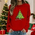 thumbnail image 2 of Stamzod Women's Sweatshirt 2025 Plus Size Fashion Christmas Long Sleeve Tops Xmas Holiday Warm Fleece Pullover Women Crewneck Sweatshirts Winter Clothes Red B XL, 2 of 5