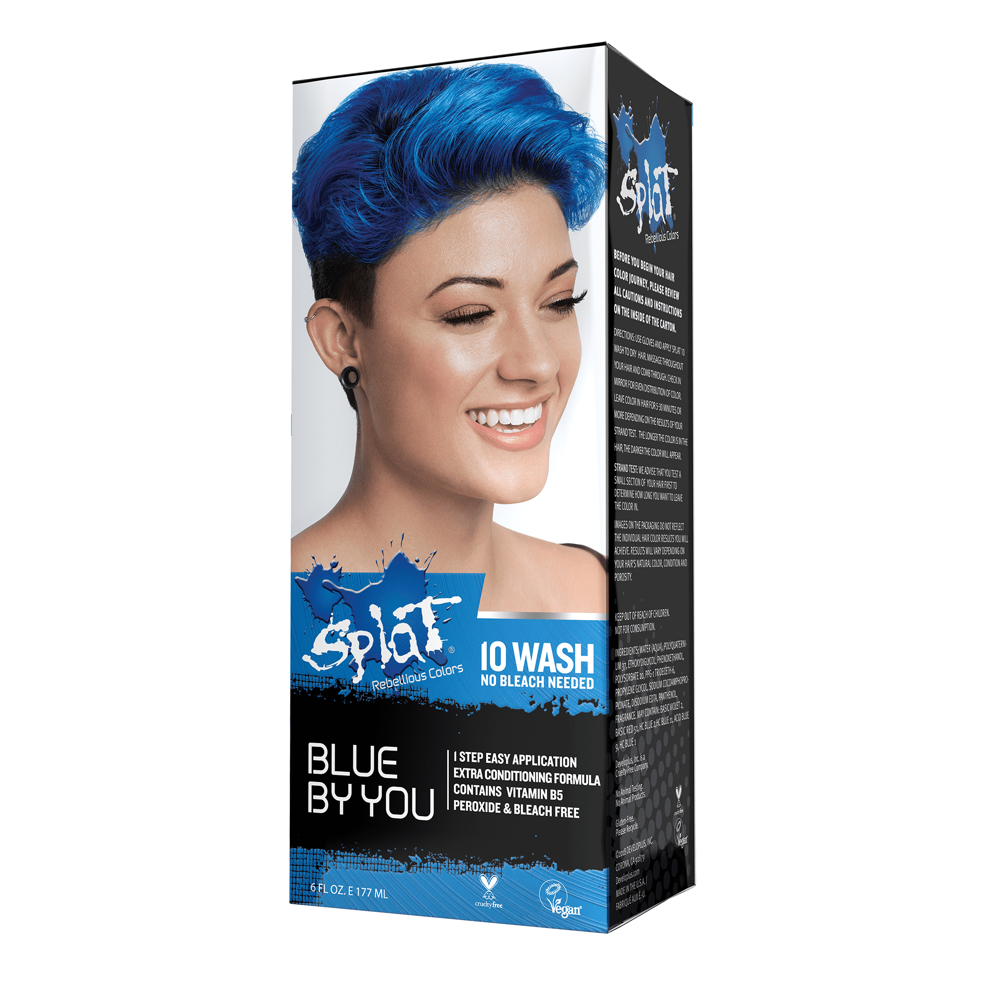 Splat 10-Wash Blue By You Temporary Hair Color, No Bleach, Blue Hair Dye