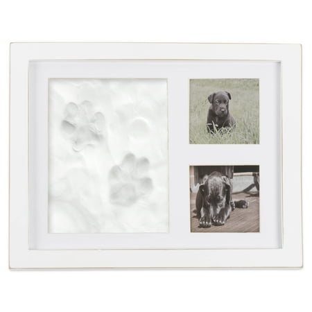 - Pet Keepsake Frame for Dog, Cat or Other Pet Photos and Paw Imprint for Wall or Desk - Holds Two 3x3