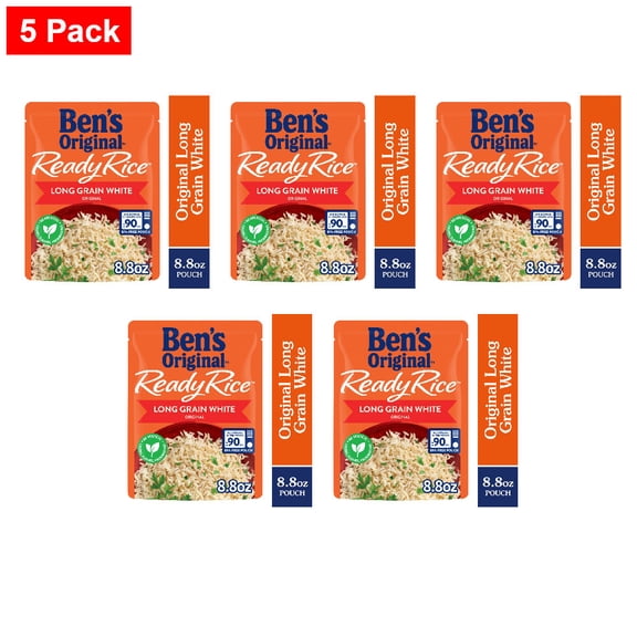 Bens Original Ready Rice Original Long Grain White Rice, Easy Dinner Side, 8.8 oz Pouch 8.8 oz - 5 Pack