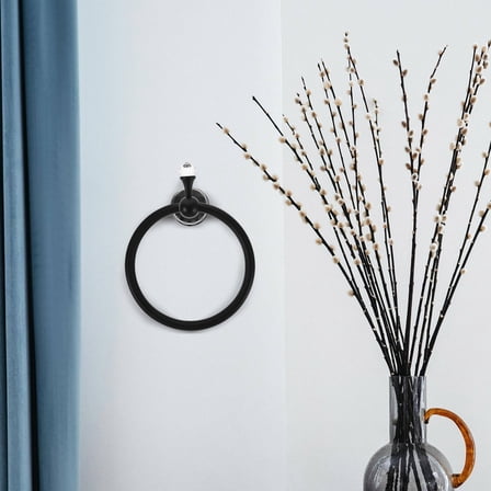 OULII Wall Mounted Towel Hanger: Black Decorative Towel Holder for Home Decor 1Pack