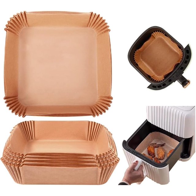 200PCS Square Air Fryer Liners Disposable Paper Liner, Non-Stick Disposable Air Fryer Parchment Paper Liners, Square Parchment Paper for Air Fryer Oil-Proof, Water-Proof, Food Grade Parchment