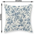 thumbnail image 6 of Blue Floral Pillow Covers 18x18 Set of 2 Blue and Cream Chinoiserie Floral Decorative Throw Pillows Vintage Rustic Toile Flower Pillowcase Outdoor Decor Linen Cushion Covers for Couch Sofa, 6 of 14