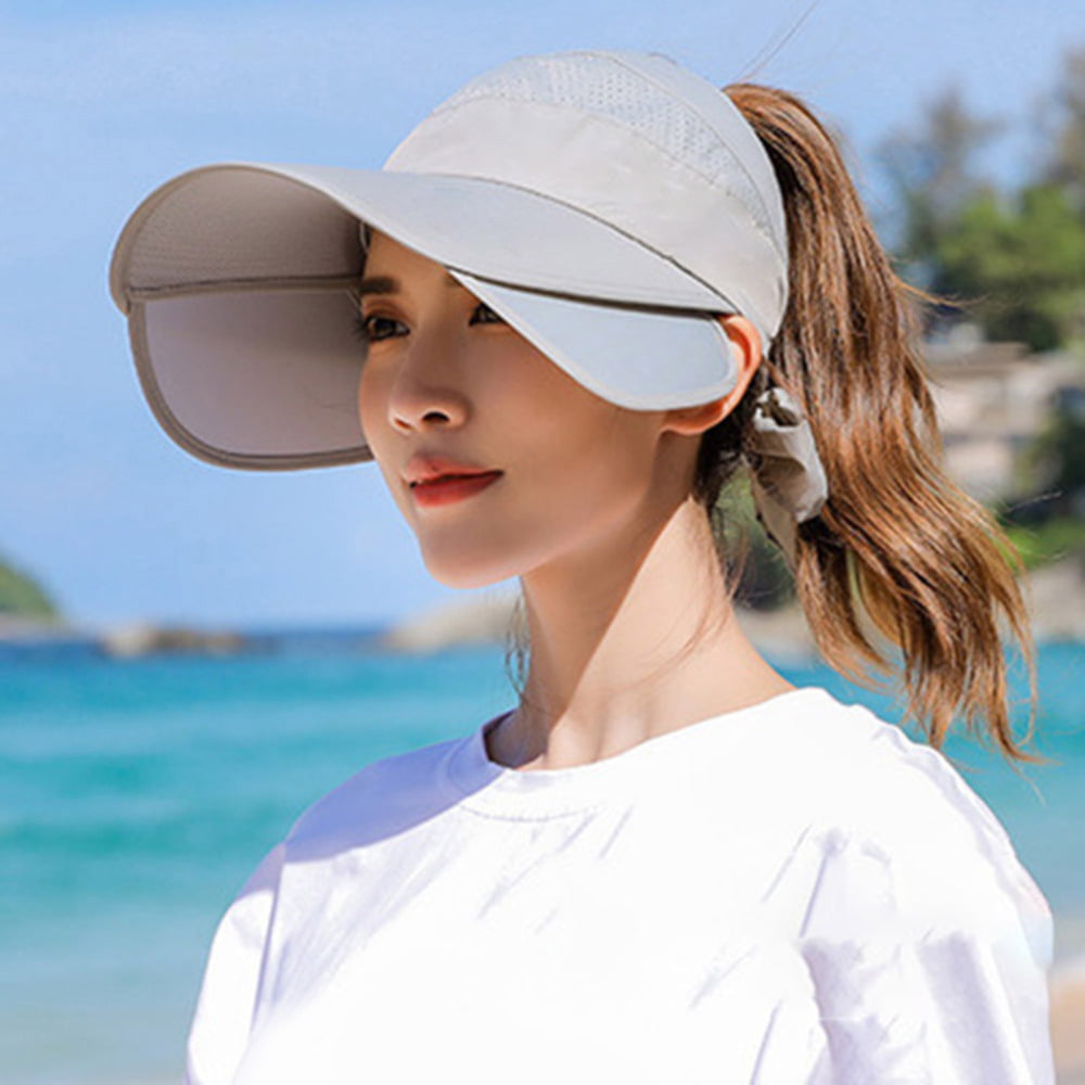 Retractable Women Sun Visor Summer Sun Hat Unisex UV Hat Cap Beach ...