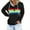 Black, variant on XIAONU Womens Hoodies Button Polo Collar Rainbow Print Hooded Sweatshirt Sporty Pleasure Baggy Long Sleeve Pullover Hoodie With Pockets