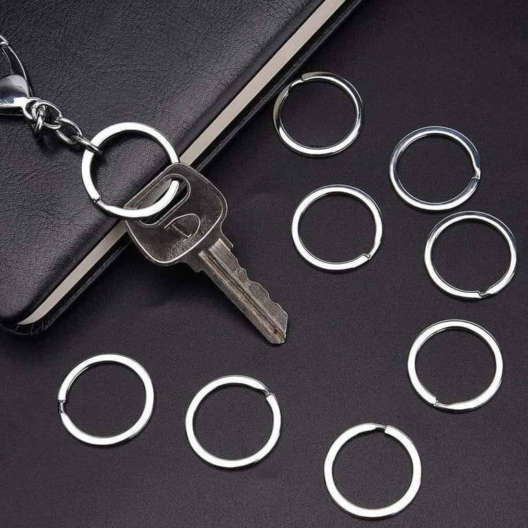 Heldig Flat Key Rings 1 Inch, Metal Keychain Rings Split Keyrings Flat Ring  for Home Car Office Keys Attachment 