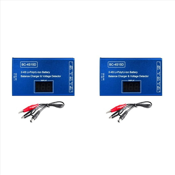 2X BC-4S15D BateríA Lipo Li-Ion Cargador de Equilibrio Detector de Voltaje Pantalla Digital LCD Cargador de Equilibrio para BateríA RC