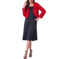 thumbnail image 2 of CHAQUETA CORTA ABIERTA INSPIRADA EN CHIC para Mujer, Bolero de Piel Sintética de Manga Larga, Abrigo de Invierno XL Rojo, 2 of 6