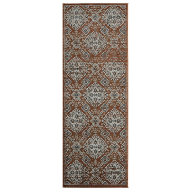 31" x 86" x 0.79" Burnt Orange Microfiber/Polyester Runner Rug