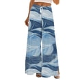 thumbnail image 4 of Womens Pants Elastic Waist Printed Wide Leg Drawstring Pocket Full Length Pants, 4 of 4
