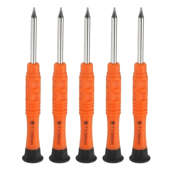 5pcs T3 Torx Mini Screwdriver 3mm Magnetic Torx Head 87mm Length for Small Appliances Repairs, Orange