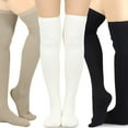 thumbnail image 4 of Teehee Women's Fashion Cotton Over The Knee Socks - 3 Pairs Pack (Knit Cable), 4 of 6