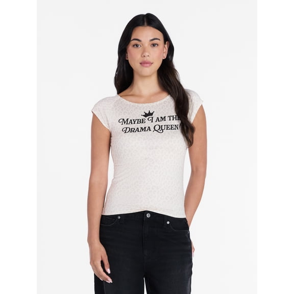 Women's Drama Queen Graphic Tee with Short Sleeves, Sizes XXS-XXL