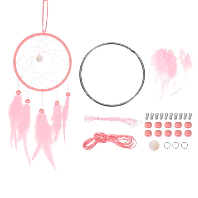Kit de atrapasueños DIY, suministros para hacer atrapasueños, kits de atrapasueños colgantes estilo 3, rosa