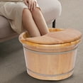 thumbnail image 3 of Natural Wooden Foot Bath Bucket Soaking Foot Tub Sauna with Massager Roller+Lid 30 Min Keep Warm, 3 of 12
