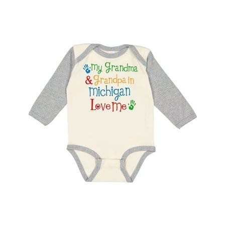

Inktastic Michigan Grandma Loves Me Gift Baby Boy or Baby Girl Long Sleeve Bodysuit