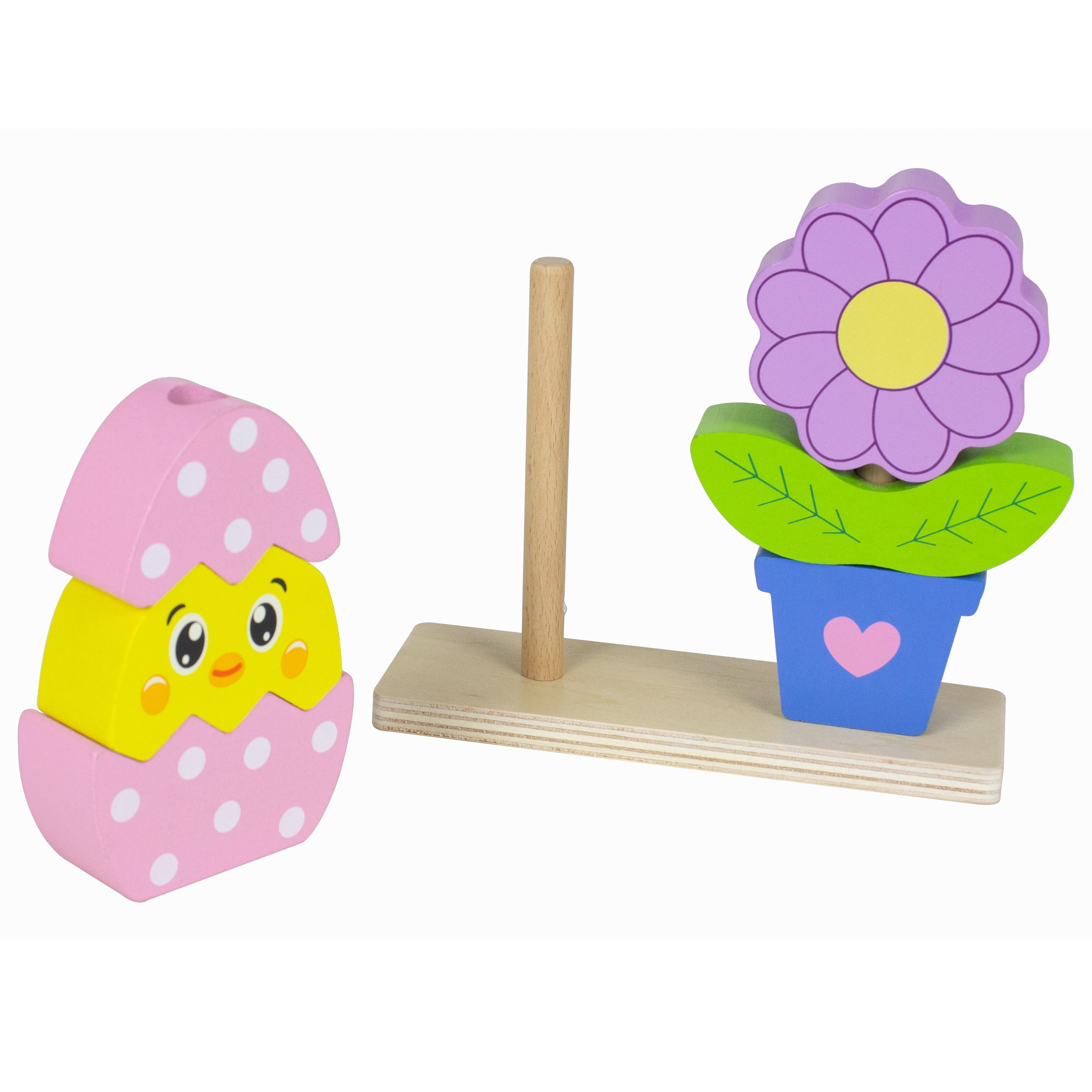 Spark Create Imagine Wood Chick and Flower Stacking Puzzle
