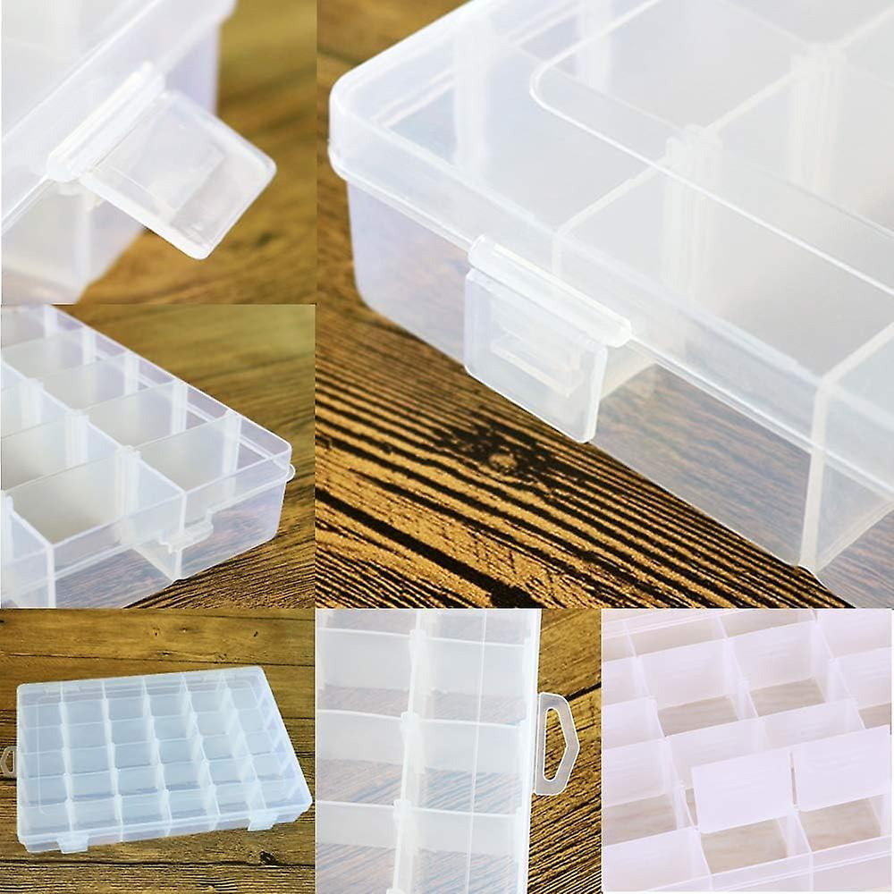 Caja De Almacenamiento De Plástico Transparente De 36 Rejillas Organizador De Joyero Con Compartimento Ajustable Blanco Transparente 94334847
