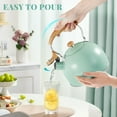 thumbnail image 3 of Uscover Whistling Stovetop Water Teakettle,Mint Green Tea Kettle Teapot with Ergonomic Wood Cool Touch Folding Handle,Mordern Kettle Outlet for Gas Electric,2.5L Stainless Steel, 3 of 10