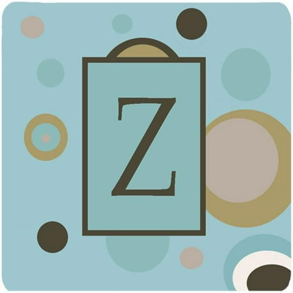 Monogram - Blue Dots Foam Coasters Initial Letter Z, Set - 4