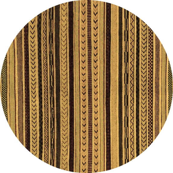 Ahgly Company Indoor Round Abstract Brown Modern Area Rugs, 3' Round