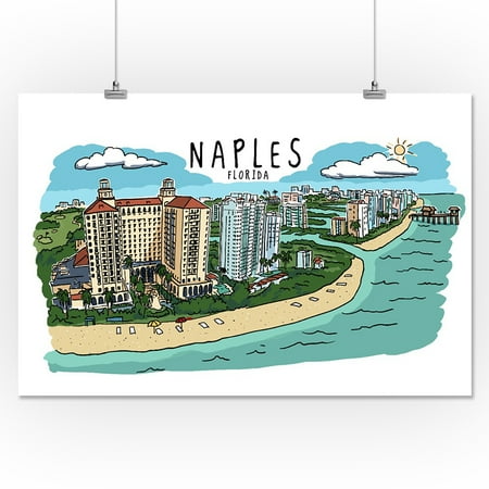  Naples  Florida  Line Drawing Lantern Press Artwork 