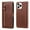 Brown, variant on Zipper Wallet Case for iPhone 15 Pro, Glossy Luxury PU Leather Soft Silicone Shockproof Flip Folio Cover with Card Slots Pocket Magnetic Clasp Kickstand Fashion Case, Rosegold