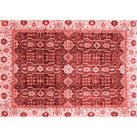 Ahgly Company Machine Washable Indoor Rectangle Oriental Red Traditional Area Rugs, 8' x 10'
