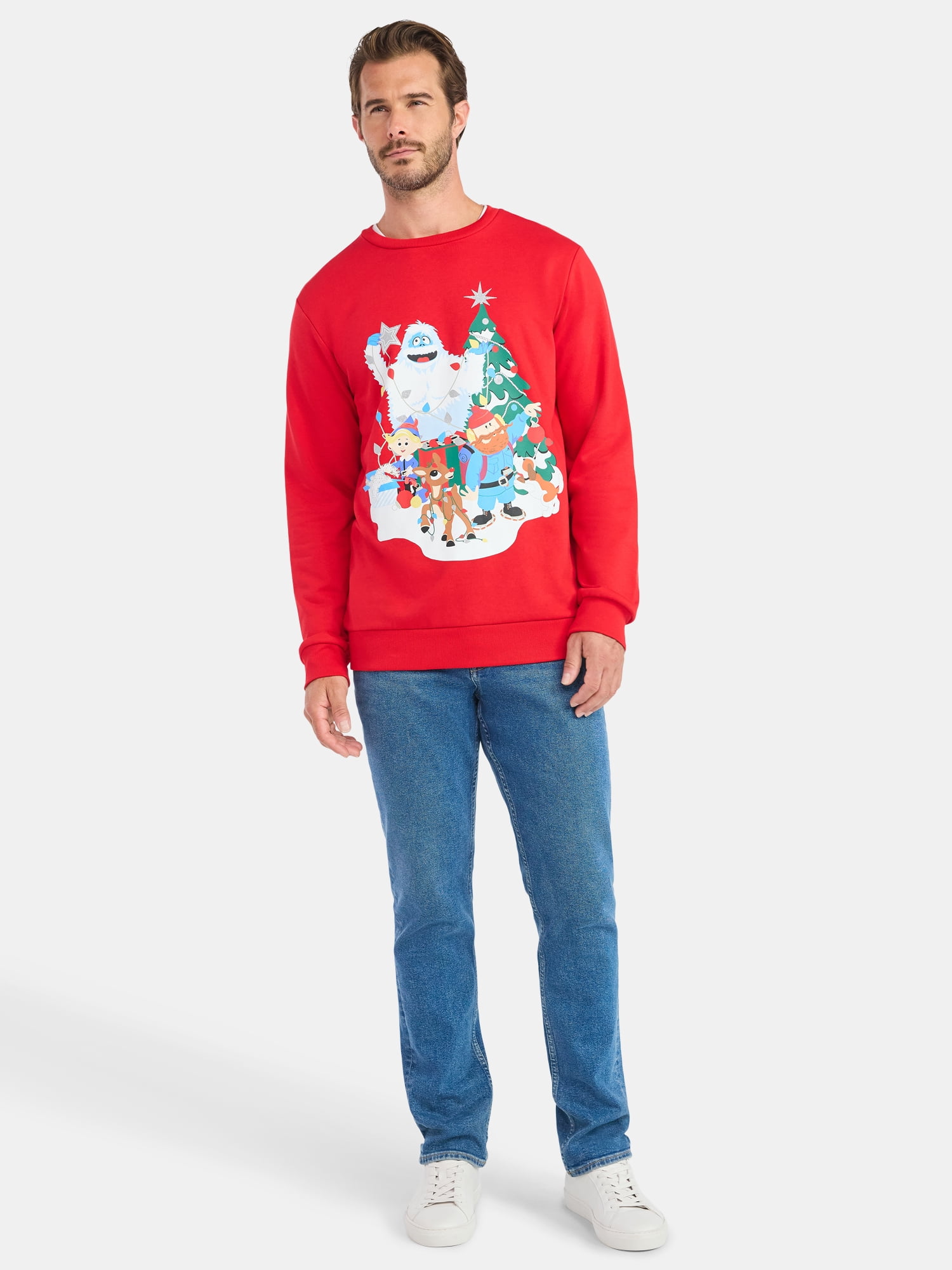 Rudolph Men's and Big Men's Christmas Graphic Sweatshirt, Sizes S-3XL