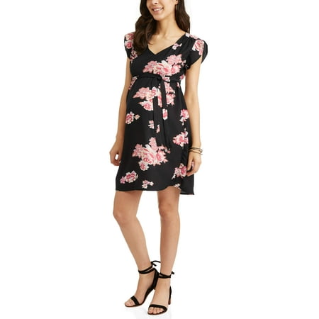 - Maternity Floral Tie Front Dress - Available in Plus Sizes