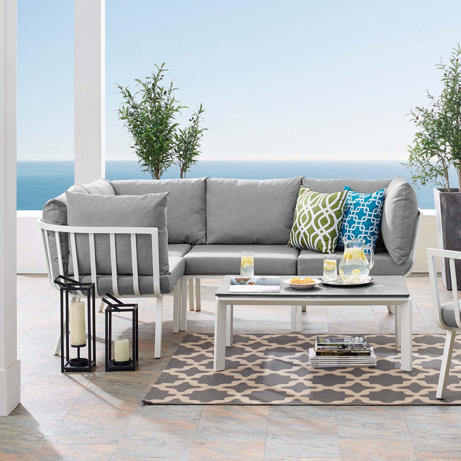 Modway Riverside 5 Piece Outdoor Patio Aluminum Set