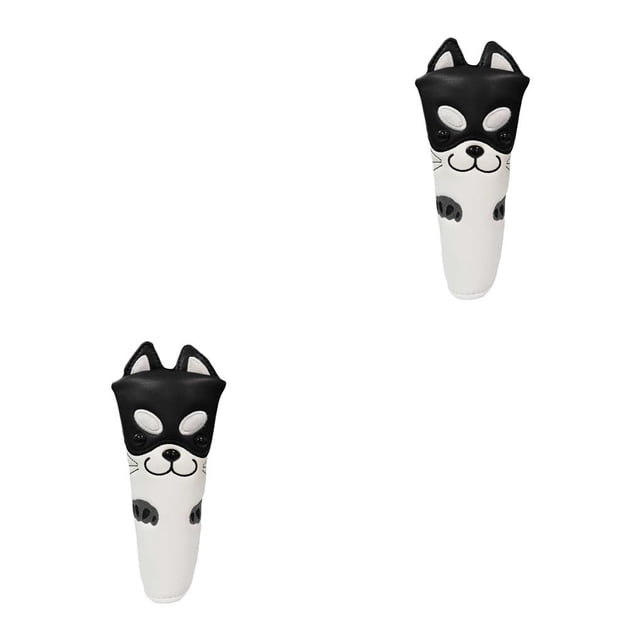 Eigraketly Golf Putter Headcover Dog Pattern Club Non-Slip Protector Cover Head Negro 2piezas