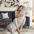 thumbnail image 5 of Body Pillow Cover with Zipper - Grey Embroidery Pillowcase - Decorative Bedding Pillow Case for Bed, Couch, 19.9"x54.8", 5 of 7