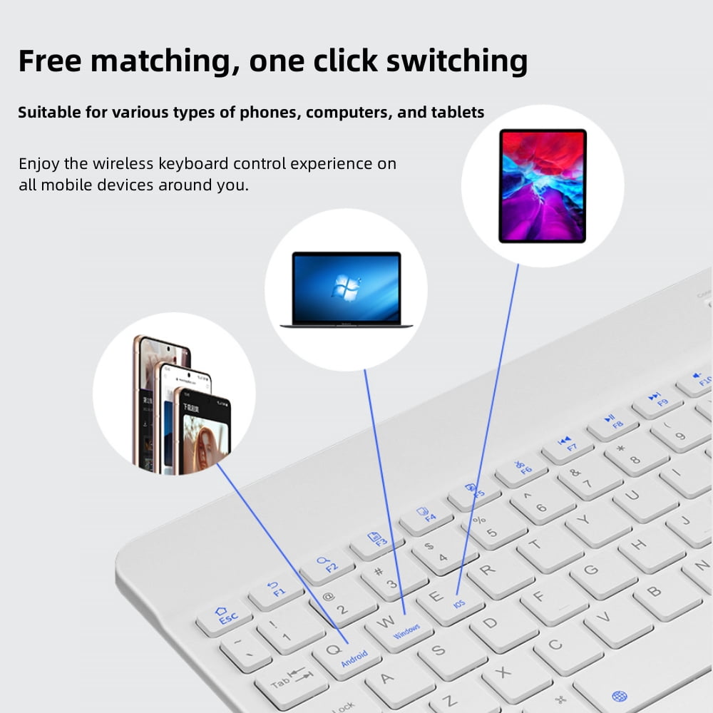 Dpisuuk 10 inch Wireless Bluetooth Keyboard Mouse Comb, Ultra-Slim Rechargeable Wireless Keyboard and Mouse Set for iOS Android Windows