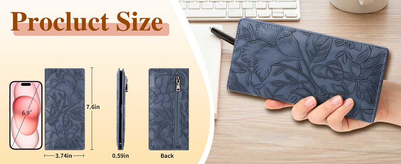 FALAN MULE Women's Ultra Slim Leather Wallet, Black photo 8