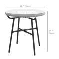 thumbnail image 2 of Round Grey PE Rattan Outdoor Side Table with Tempered Glass Top, 20-Inch Metal Frame Garden Coffee Table for Patio, Backyard, and Balcony, Durable Weather Resistant Accent Table, 2 of 7