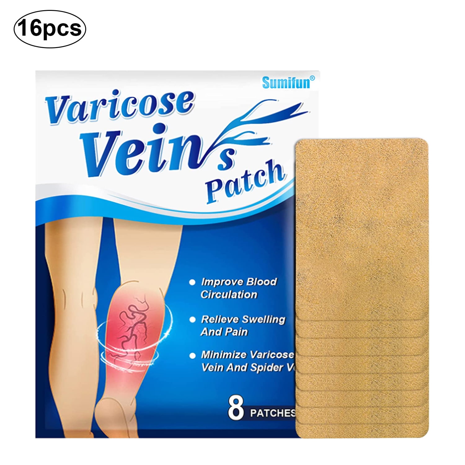 Mojoyce 16pcs Varicose Vein Treatment Patch Pain Relief Vasculitis Phlebitis Plaster