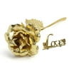 "Gold Rose Dipped Foil Floral With ""Love"" Stand For Birthday Mothers Day Christmas Valentines Holiday Gift"