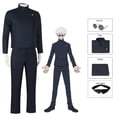 thumbnail image 3 of Disfraz de Gojo Satoru para cosplay, disfraz de Anime Jujutsu Kaisen, uniforme azul marino con peluca, traje de Halloween, uniformes de calidad para hombres, 3 of 5