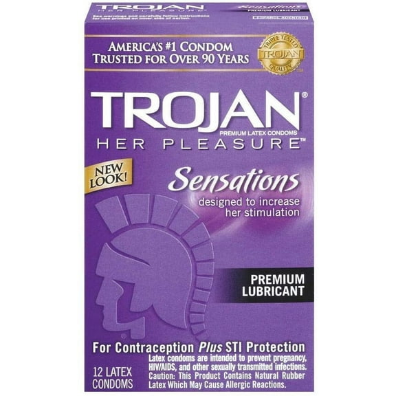 Trojan Premium Latex Condom Help Pleasure Sensation Lubricated 12ct, 2-Pack
